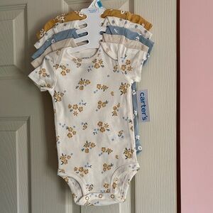 Carter's Floral Short-Sleeve One-Piece Set - Cream, Mustard & Blue